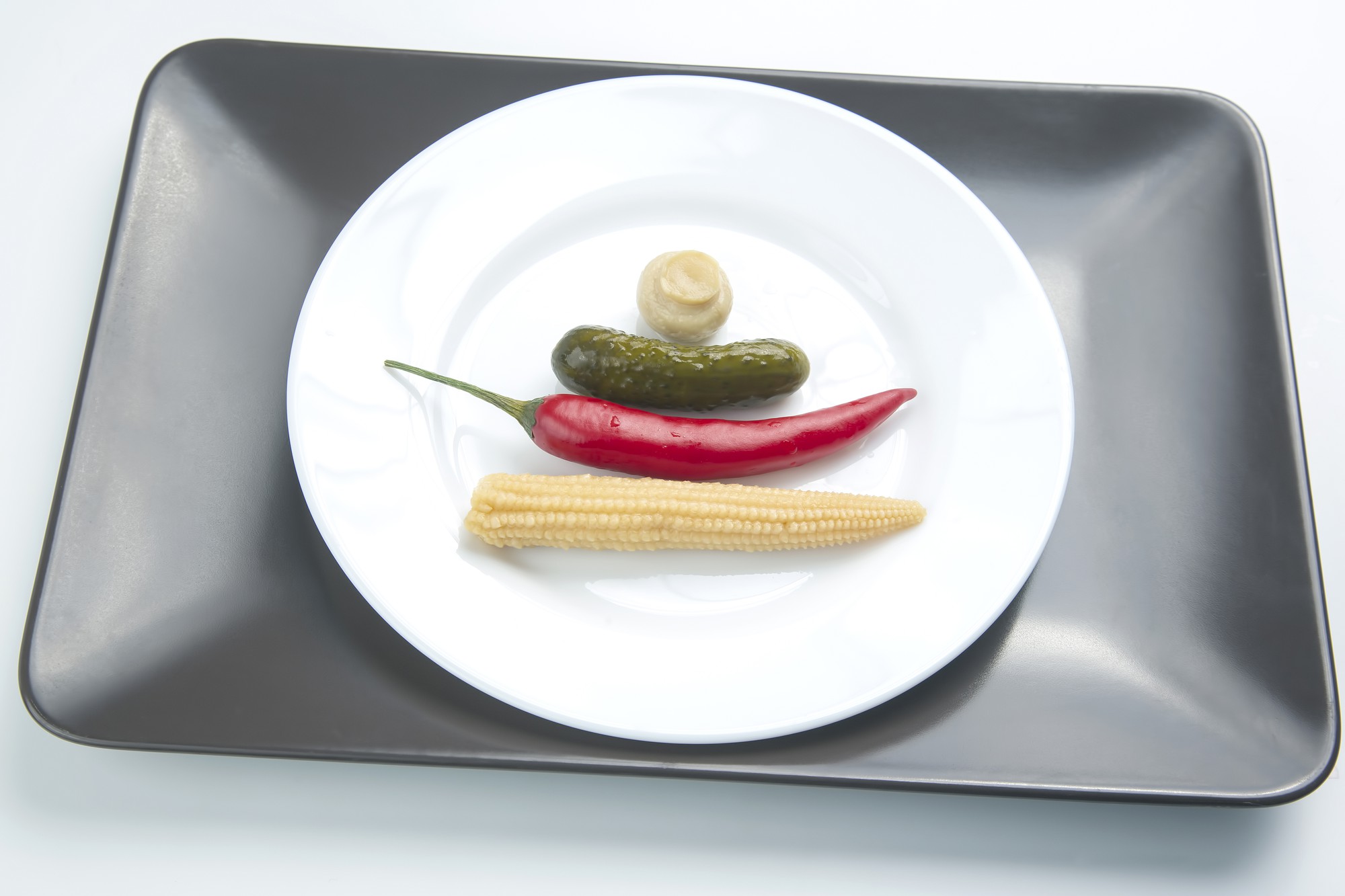 Close-up of plated dish on metallic table in studio